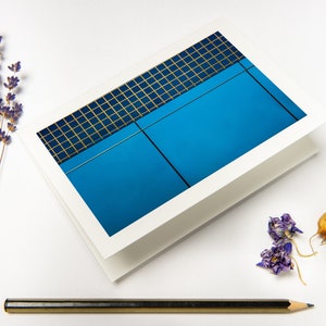 Ensemble de cartes de voeux « Blue I » avec enveloppes recyclées // Impression de photographies d'art en blocs de couleur | Carte abstraite pliée sur papier respectueux de l'environnement