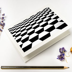 Conjunto de tarjetas de felicitación "Ilusión I" con sobres reciclados // Impresión de fotografía geométrica de bellas artes / Tarjeta plegada abstracta en papel ecológico