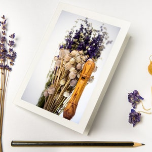 "Grußkarten-Set ""Blockflöte und Blumen"" mit recycelten Briefumschlägen // Musik Fine Art Foto |." Florale rustikale Klappkarte auf umweltfreundlichem Papier