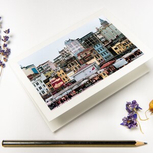 Conjunto de tarjetas de felicitación "Estambul" con sobres reciclados // Impresión fotográfica urbana de bellas artes / Tarjeta plegada en papel ecológico de Turquía