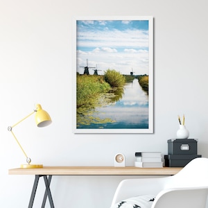 Holland Photography Print &quot;Windmills I&quot; // Dutch Travel Scenery Fine Art Poster | Unframed Wall Art Print from the Kinderdijk Netherlands