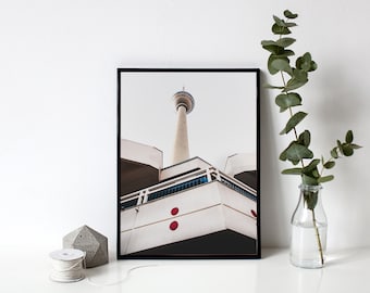 Minimal Photography Print &quot;Fernsehturm Berlin&quot; // Retro Alexanderplatz TV Tower Fine Art Poster | Unframed Cityscape Wall Art Print