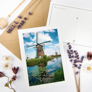 Conjunto de postales "Molinos de viento IV" con sobres reciclados // Tarjeta de impresión de arte holandesa ecológica / Papelería de fotografía de bellas artes de Holanda