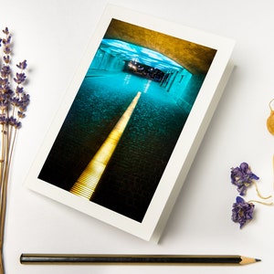 Set de cartes de voeux « Turquoise Tunnel » avec enveloppes recyclées // Photographies d'art éclatantes | Carte pliée colorée sur papier respectueux de l'environnement