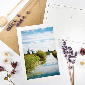 Conjunto de postales "Molinos de viento I" con sobres reciclados // Tarjeta de impresión de arte holandesa ecológica / Papelería de fotografía de bellas artes de Holanda