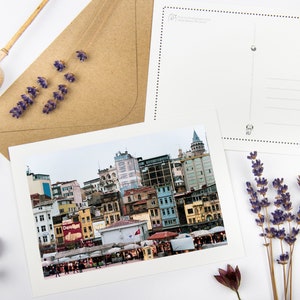 Set di cartoline "Istanbul" con buste riciclate // Carta con stampa artistica ecologica dalla Turchia / Cancelleria fotografica artistica souvenir turca