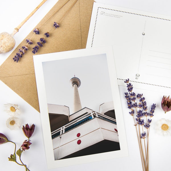 Postcard Set "Fernsehturm Berlin" with recycled envelopes // Ecofriendly Alexanderplatz Card | Retro Fine Art Photography Stationery