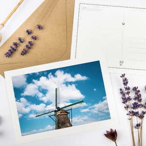 Conjunto de postales "Molinos de viento III" con sobres reciclados // Tarjeta de impresión de arte holandesa ecológica / Papelería de fotografía de bellas artes de paisaje holandés