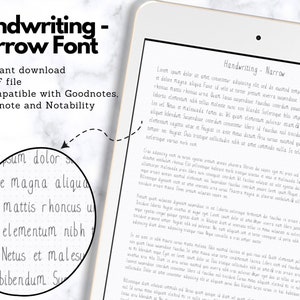 Narrow Handwritten Font Digital Download, Digital Planning, Notability ...