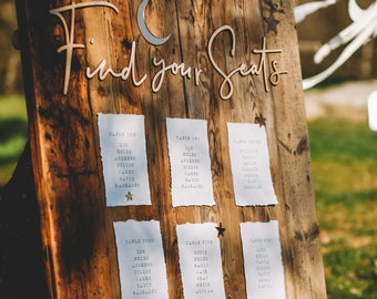 Wedding seating plan cards.