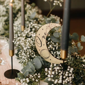 Crescent Moon Celestial Table Numbers Metallic gold