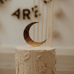 Gold or silver leaf moon wedding cake topper