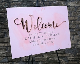 Blush Pink Watercolour Welcome Sign