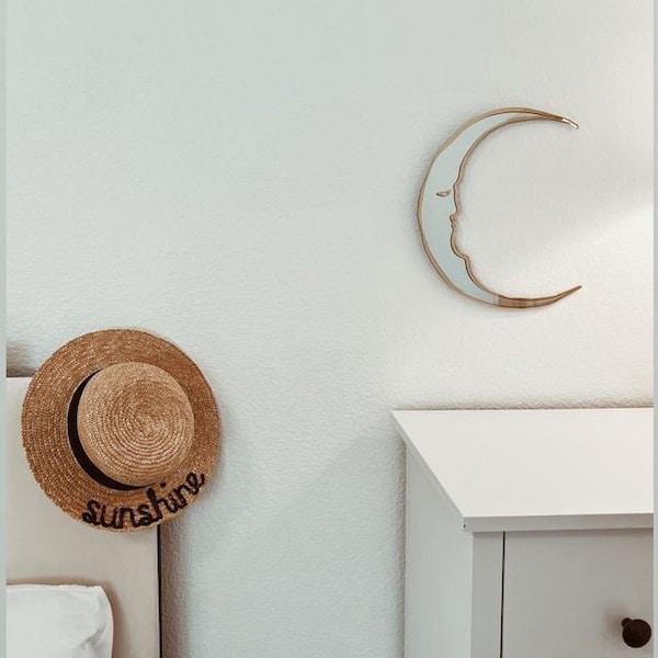 Moon Mirror – Silver & Gold Crescent Moon Celestial Decor