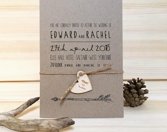 Rustic wedding invitation, rustic wedding, wooden wedding invitation, wedding invite, boho wedding, rustic save the date, kraft stationery