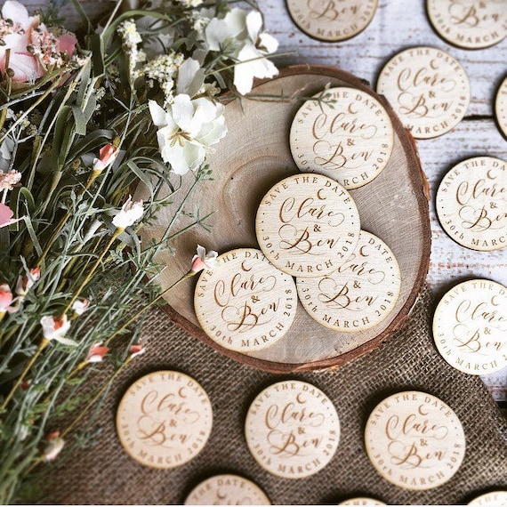 Rustic Save the Date Wooden Magnet