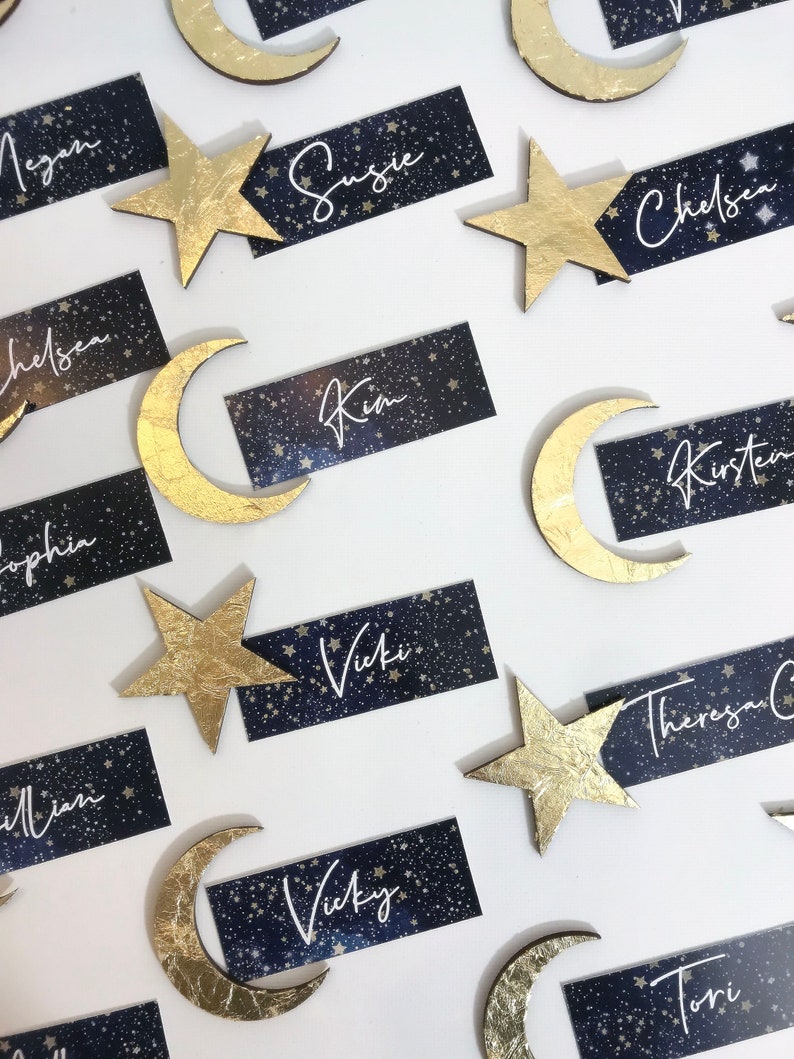 Celestial wedding place card with gold leaf wedding favour image 6