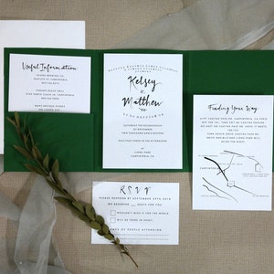 Hochzeitseinladung Waldgrün, Hochzeit in grün, Taschenfalteinladung, Pocketfold, grünes Hochzeitspapeterie, Save the Date