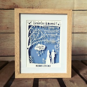 Personalised Song Lyric Paper Cut Anniversary Gift image 1