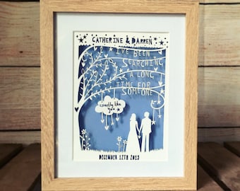 Personalised Song Lyric Paper Cut Anniversary Gift