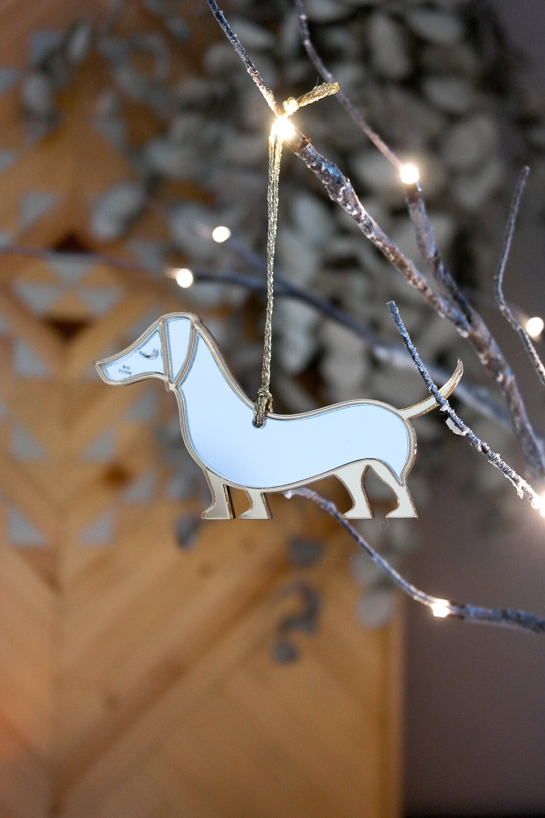 Mirror Sausage Dog Christmas Tree Ornament. Etsy