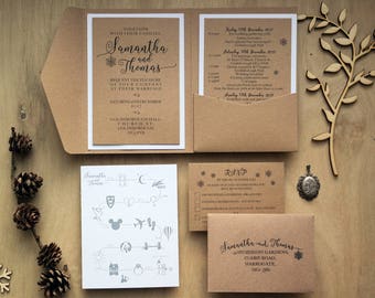 Winter wedding invitation, winter wedding, pocket fold invitation, pocketfold, rustic wedding, winter wedding invitation, christmas wedding