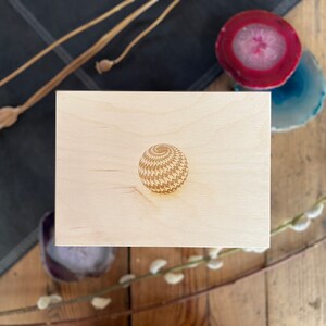Engraved Wooden Trinket Box with engraved Mandelbrot. Sphere