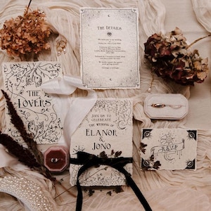 Faire-part de mariage en carte de tarot des amoureux