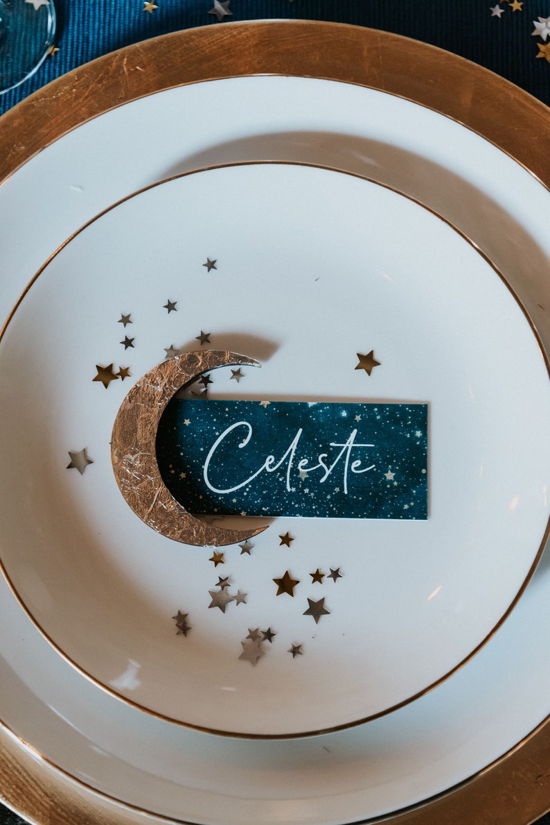 Celestial wedding place card with gold leaf wedding favour image 2