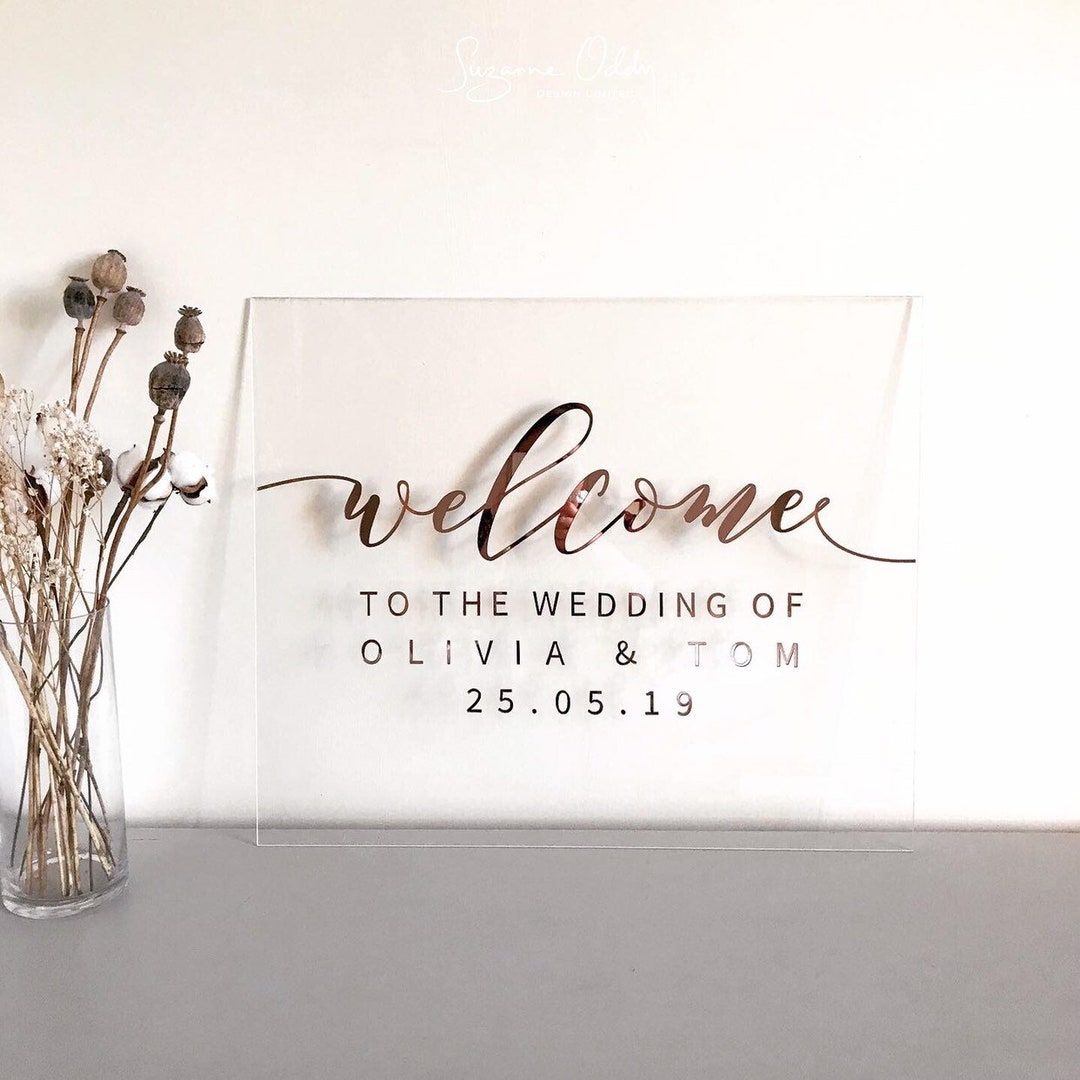 Acrylic Sign. Rose Gold Wedding Sign. Perspex Sign. Wedding Welcome ...