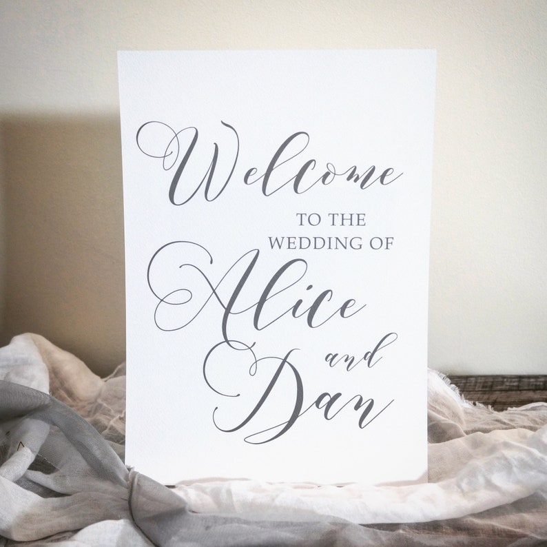 Welcome to our wedding sign, wedding welcome sign, grey wedding, lace wedding stationery, wedding signage, wedding sign, mr and mrs sign image 1