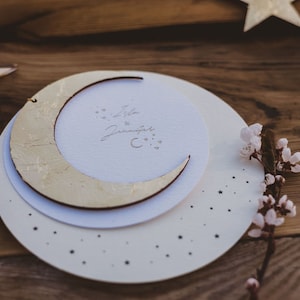 Faire-part de mariage croissant de lune céleste