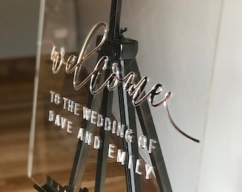 Clear Acrylic Wedding Welcome Sign.