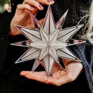 Mother of Pearl and Silver Mirror Star Christmas Tree Topper