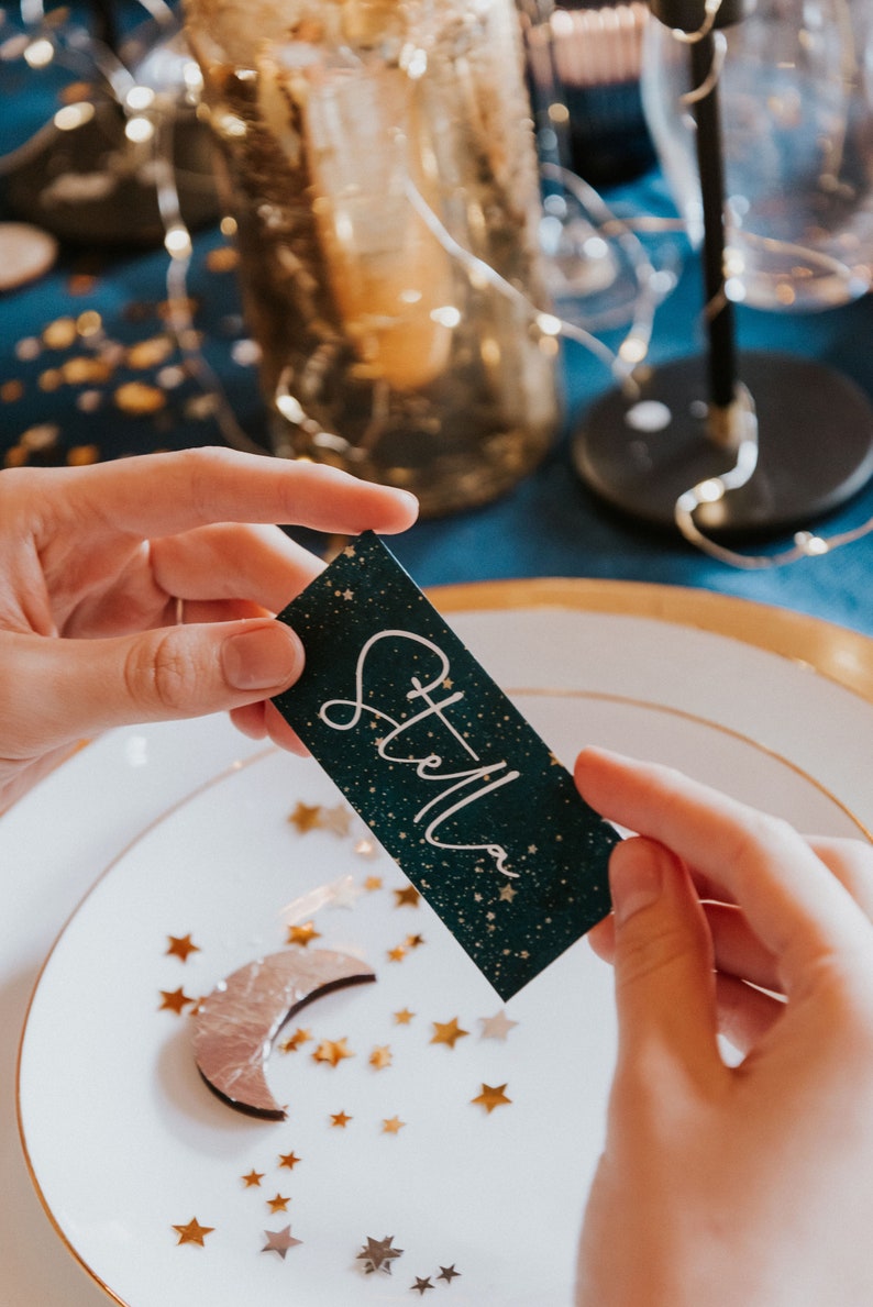 Celestial wedding place card with gold leaf wedding favour image 3