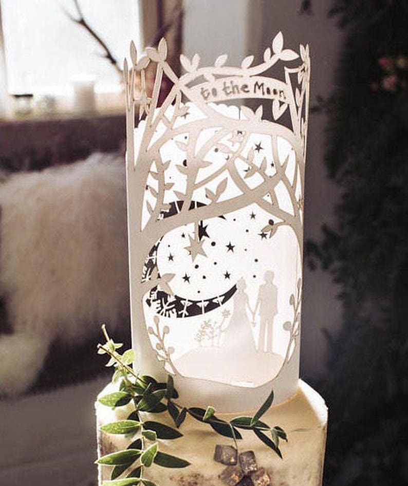 Celestial cake topper, Laser cut paper cake topper, woodland cake topper, moon, bohemian wedding, boho wedding, pagan wedding image 3