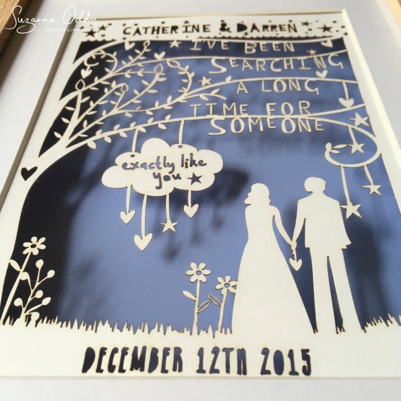 Personalised Song Lyric Paper Cut Anniversary Gift image 2