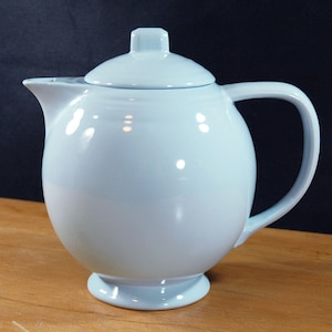 Mikasa Moderna Blue Haze Teapot Designed by Larry Laslo. Ball Shape, Made in Japan 1985