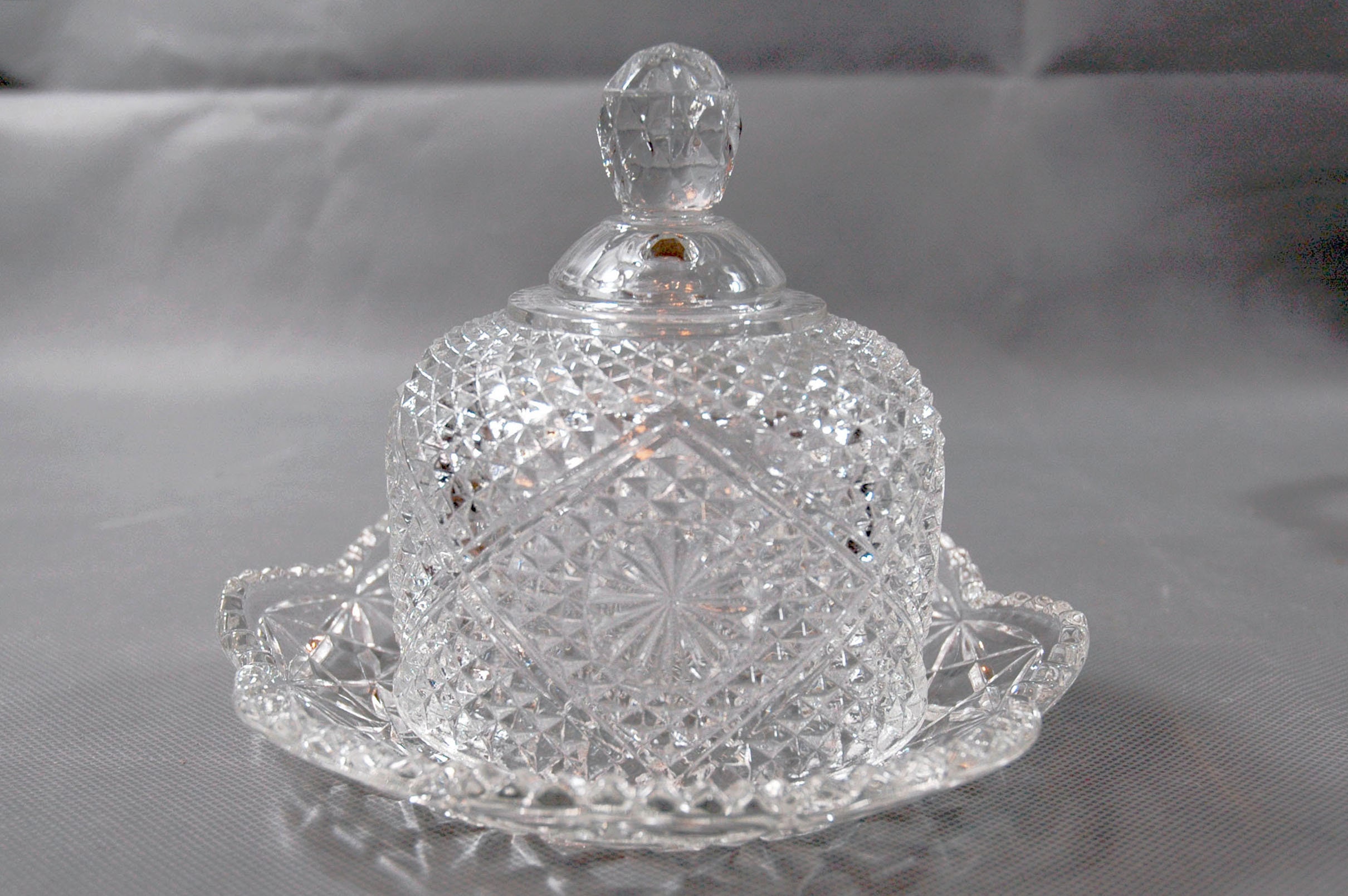 Avon Fostoria Crystal Dome Covered Butter Dish with Diamonds Etsy