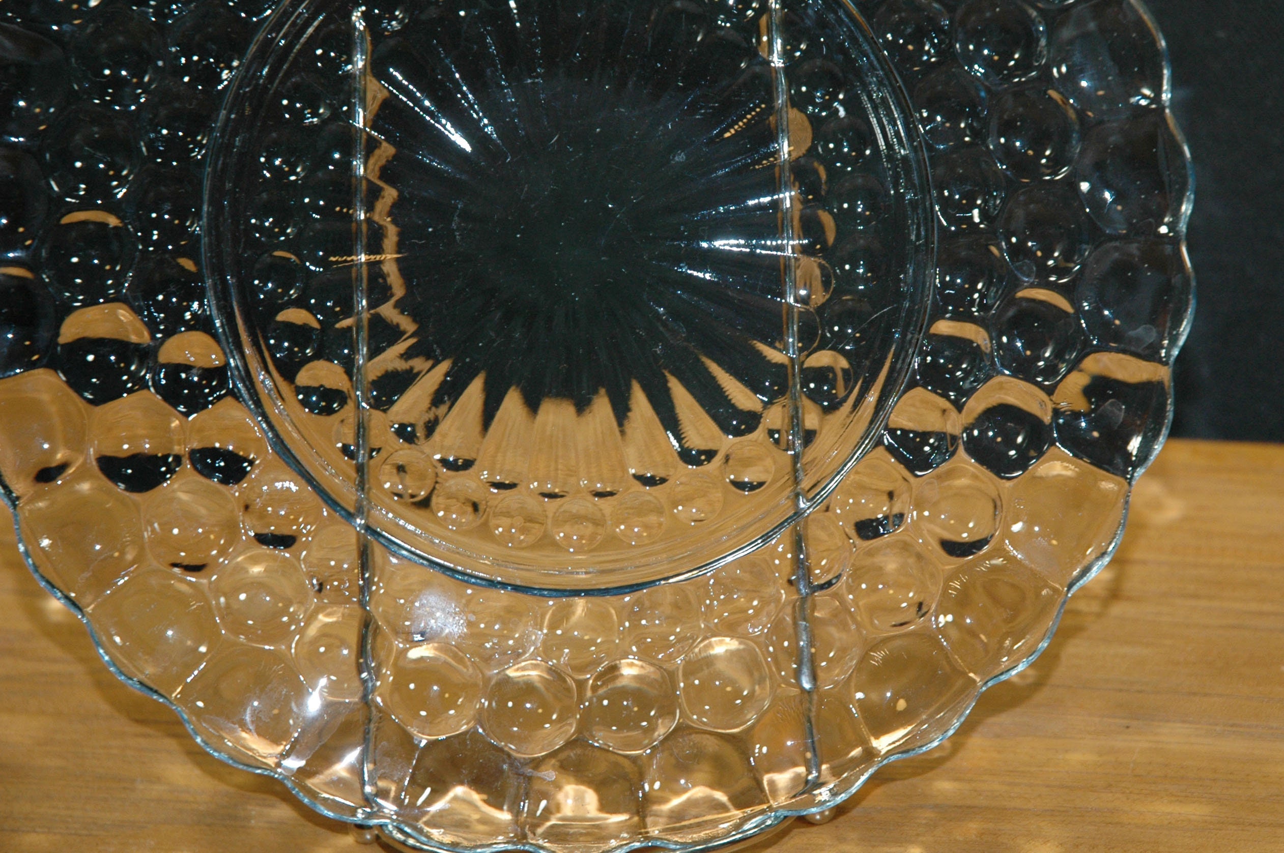Anchor Hocking Bubble Glass Pattern Dinner Plate With 3 Rows of Bubbles ...