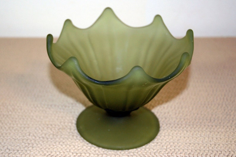 Westmoreland Lotus Pattern Compote Bowl Vase Thick Frosted Etsy
