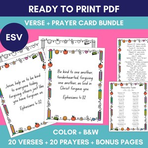Barnens bibel- och bönekortspaket (ESV) - Utskrivbar PDF med bonussidor
