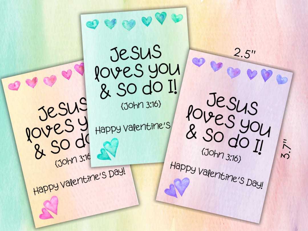 Watercolor Jesus Loves You Valentines Cards for Kids (PNG + PDF ...