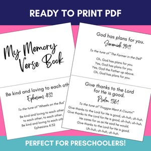Printable Bible Memory Verse Book - Tool for Preschool, Homeschool, Church - Great for Family Devotions - Instant PDF Download