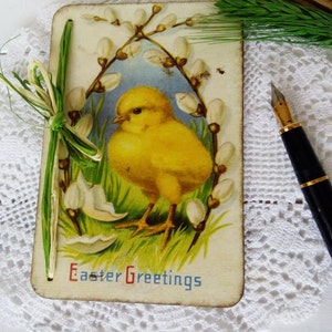 Wooden Easter card Easter gift Vintage style card Victorian Easter card Gift for mom Gift for grandmother Gift Idea easter Easter decor image 1