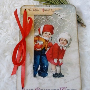 Carte de Noël Cadeau de Noël personnalisé pour les enfants Carte de vœux Cartes de Noël en bois carte postale de style vintage Carte en bois Joyeux Noël image 9