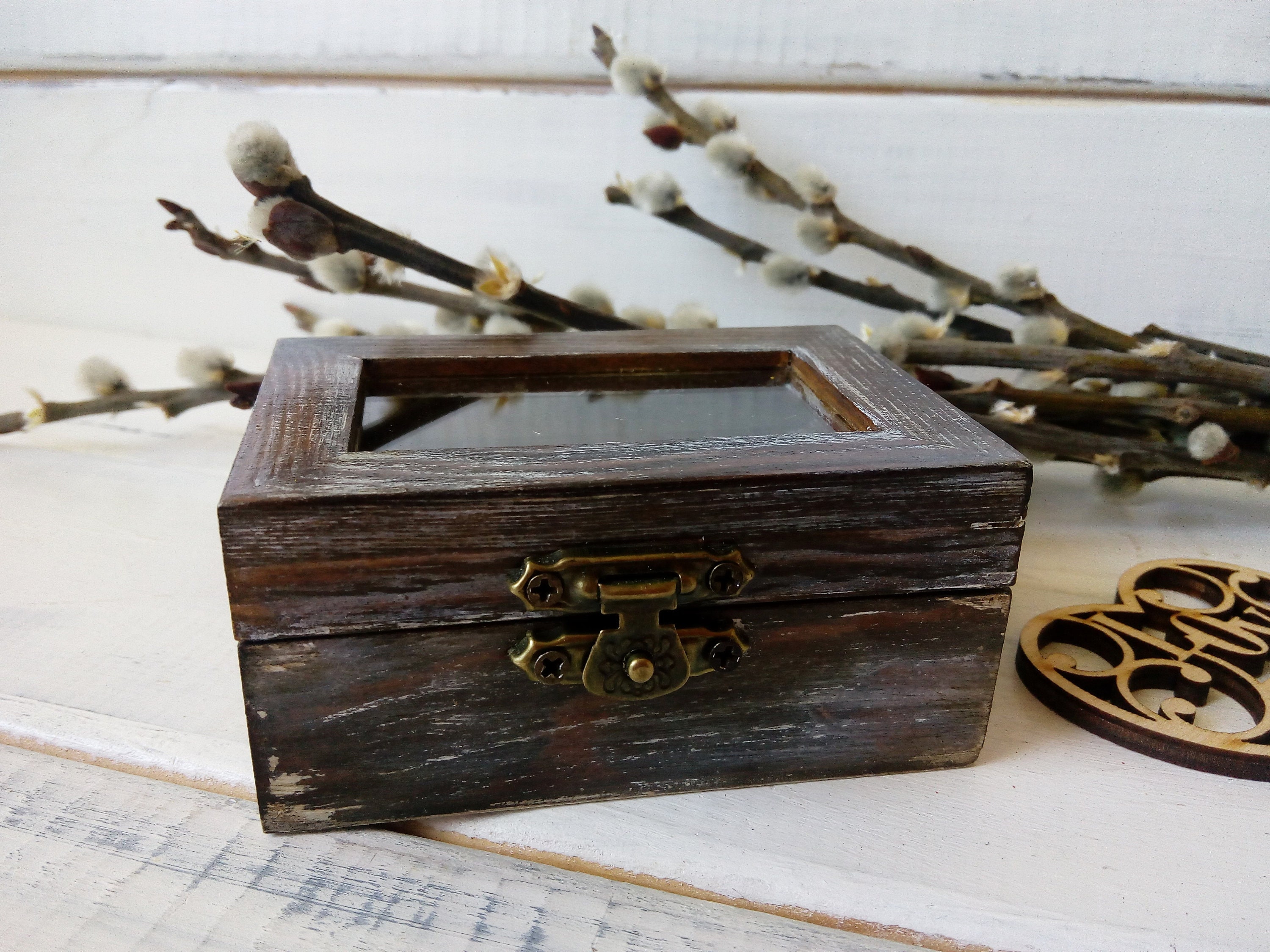Personalized wedding ring Box for Engagement ring Rustic | Etsy