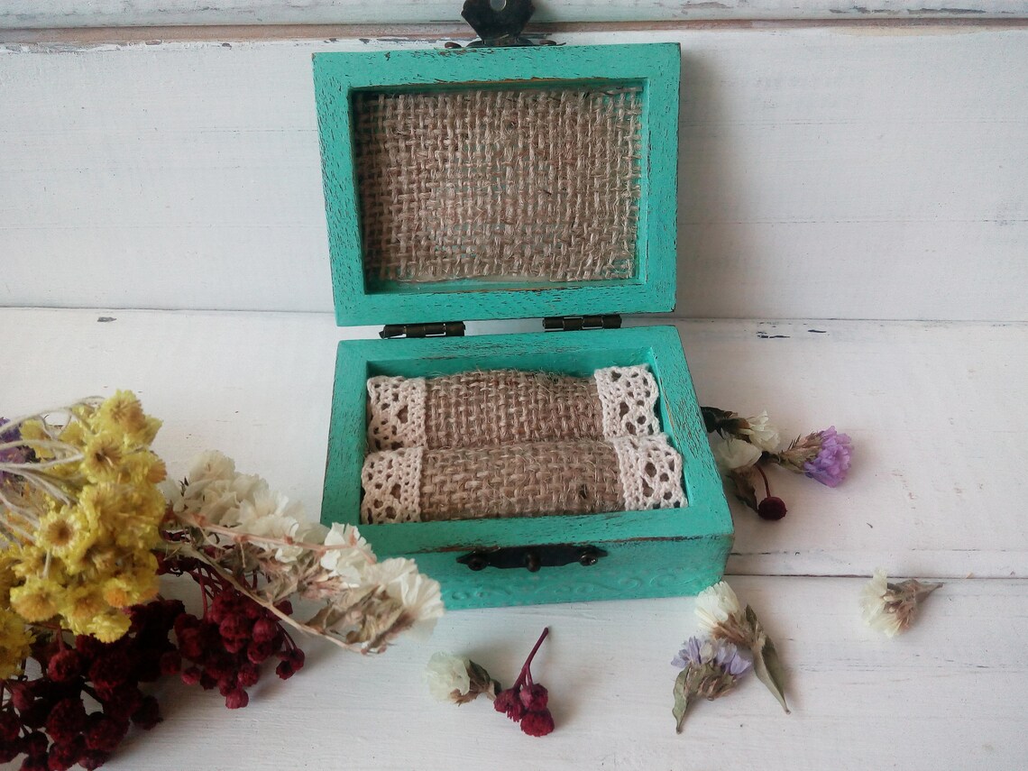 Blue Engagement Ring Box With Heart Proposal Ring Box Wedding Etsy