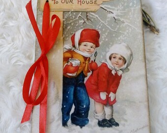 Christmas card Personalized Christmas gift for kids Greeting card Wooden Christmas cards Vintage style postcard Merry Christmas wood card