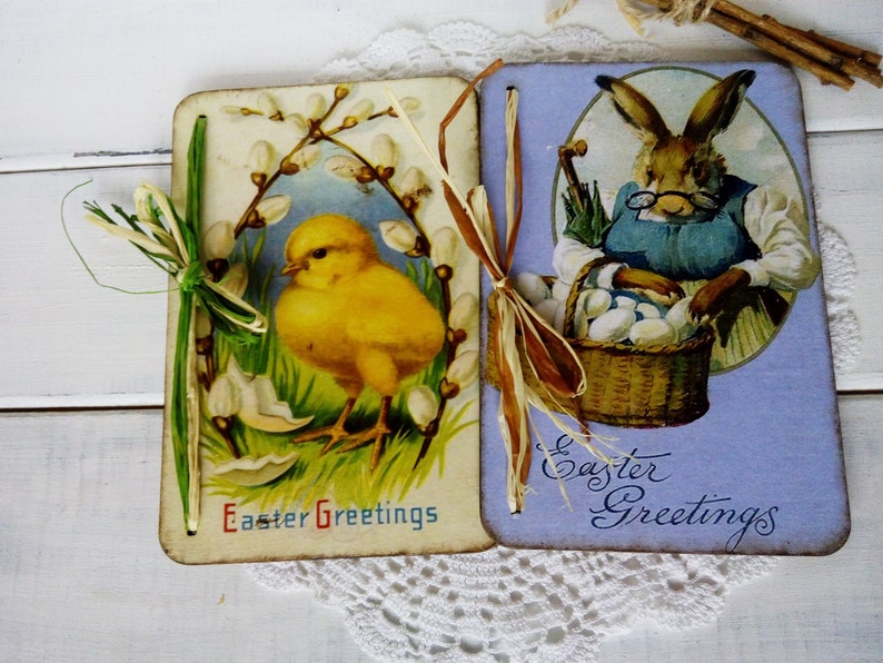 Wooden Easter card Easter gift Vintage style card Victorian Easter card Gift for mom Gift for grandmother Gift Idea easter Easter decor image 10